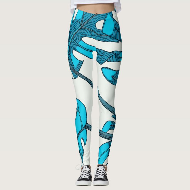 Wunderbar, Spaß!Monstera-Blattdesign Leggings (Vorderseite)