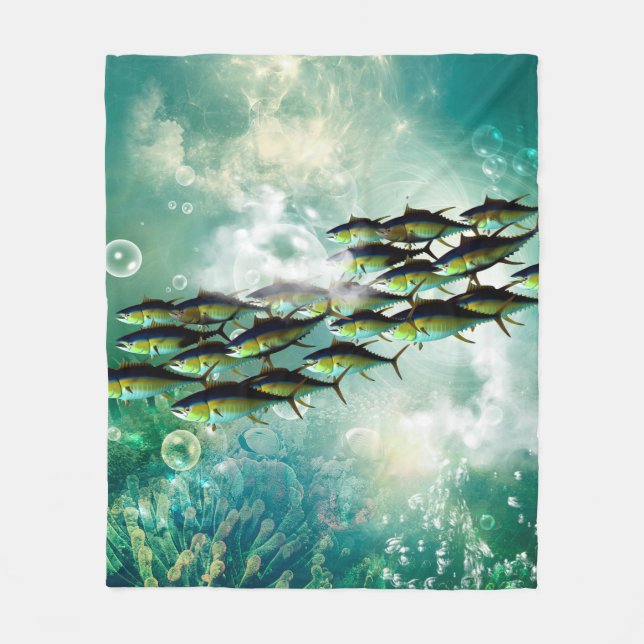Wunderbare Fischmasse Fleecedecke (Vorderseite)