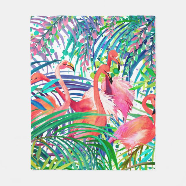 Wunderbare Flamingo-Aquarell-Illustration. Afrika Fleecedecke (Vorderseite)