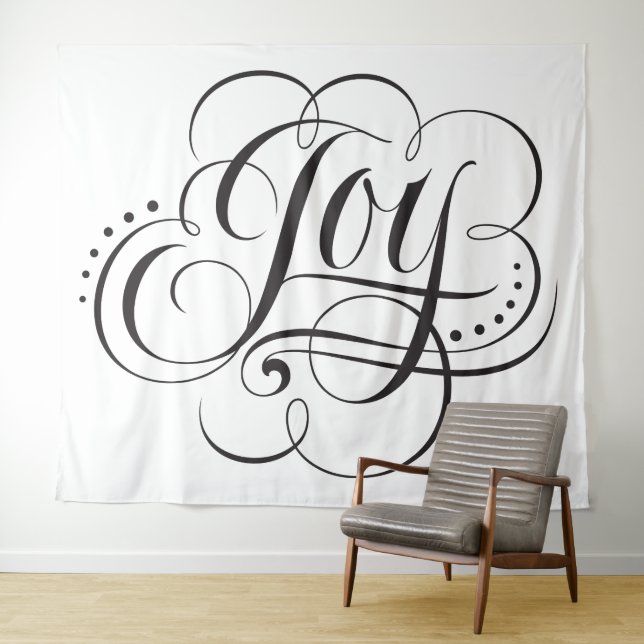 Wunderbare JOY Calligrafy Letters Weihnachten Wandteppich (Beispiel (Horizontal))