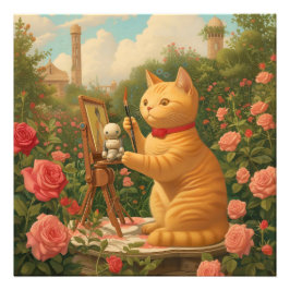Wunderbare Katze & Kleiner Roboter: Kunst im Garte Fotodruck