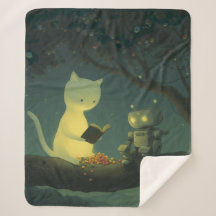 Wunderbare Katze und Kleiner Roboter Sherpa Blanke