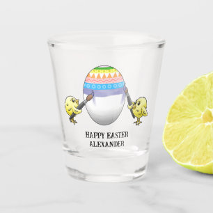Wunderbare Küken malen ein Osterei Schnapsglas