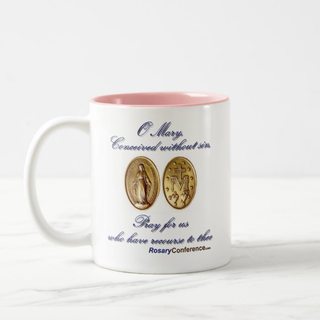Wunderbare Medaillen-Gebets-Schale 2 Zweifarbige Tasse (Links)
