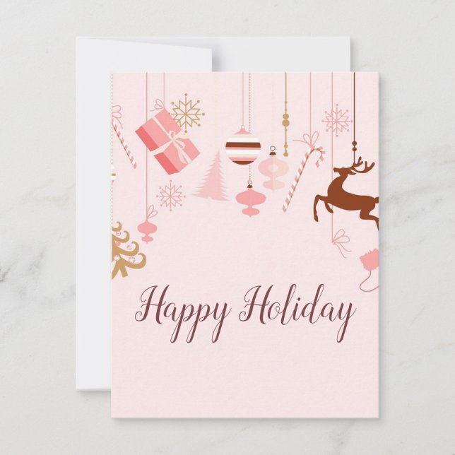 Wunderbare, Phantastische, rosa Weihnachtskarte Feiertagskarte (Vorderseite)