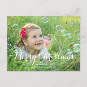 Wunderbare Script Weihnachtsfotokarte Feiertagspostkarte