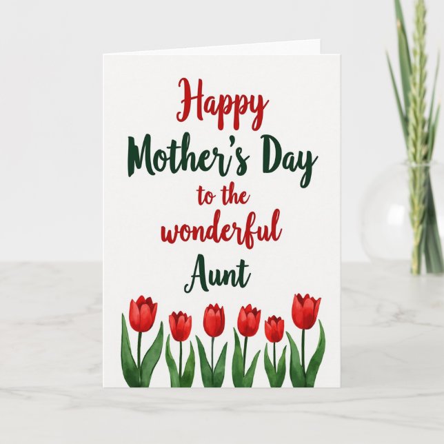 Wunderbare Tante Tulip Mutter Karte (Vorderseite)