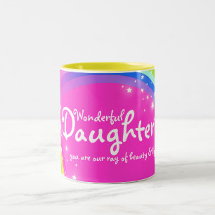 Wunderbare Tochterregenbogenrosa-Tasse Zweifarbige Tasse