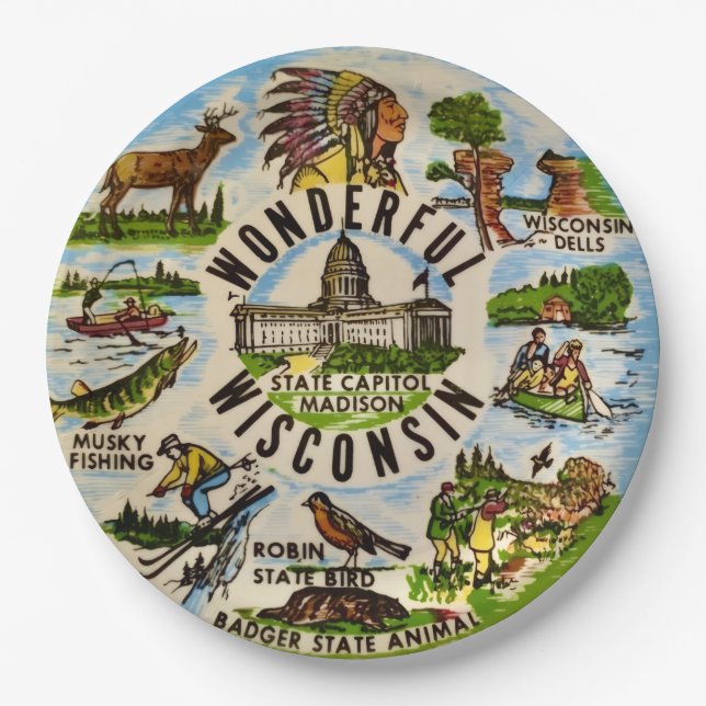 Wunderbare Wisconsin-Partyplatten Pappteller (Vorderseite)