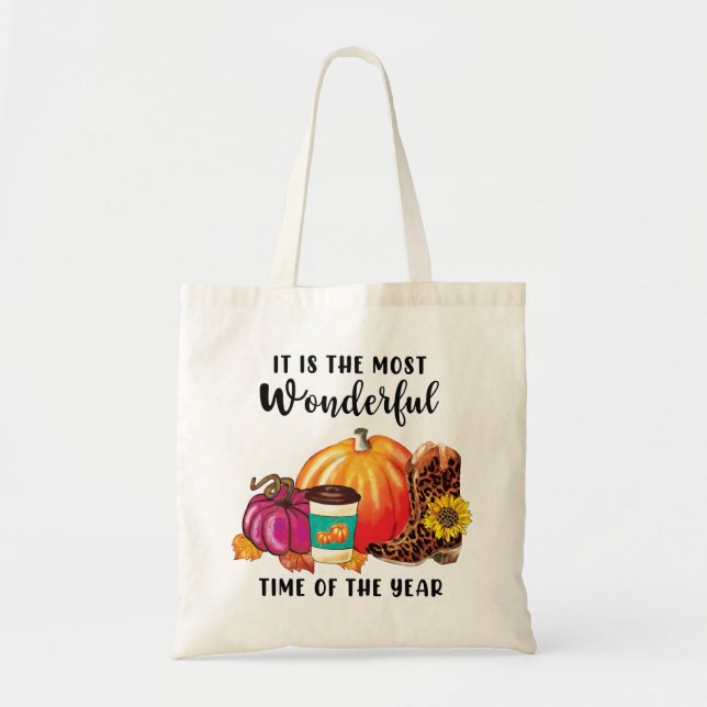Wunderbare Zeit des Jahres Autumn Pumpkin Zitat Tragetasche (Vorne)