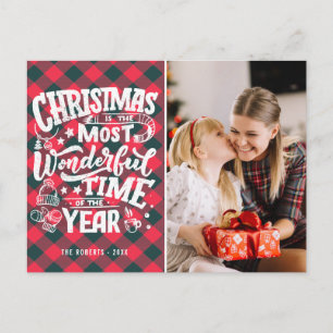Wunderbare Zeit-Typografie moderne Weihnachtskarte Postkarte