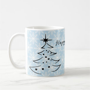 Wunderbarer, blauer Flocken-Weihnachtsbaum Kaffeetasse