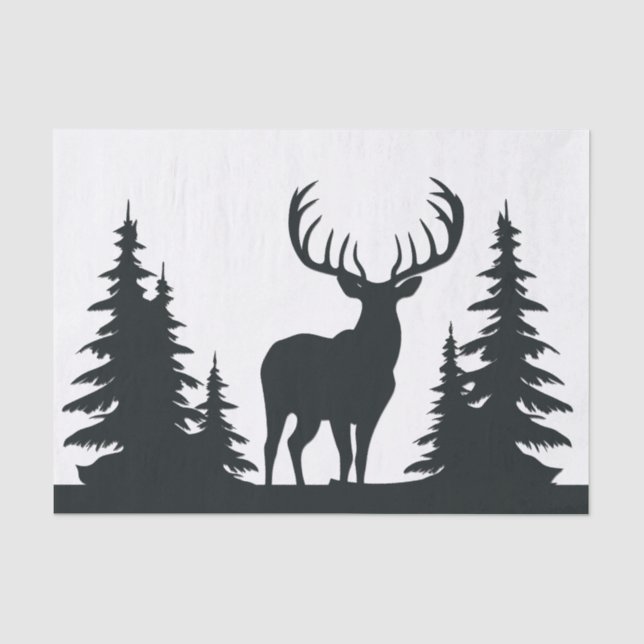 Wunderbarer Buck unter den Kiefern Seidenpapier (Vorderseite)
