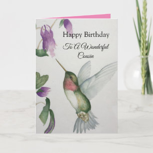 Wunderbarer Cousin Birthday Hummingbird Card Karte