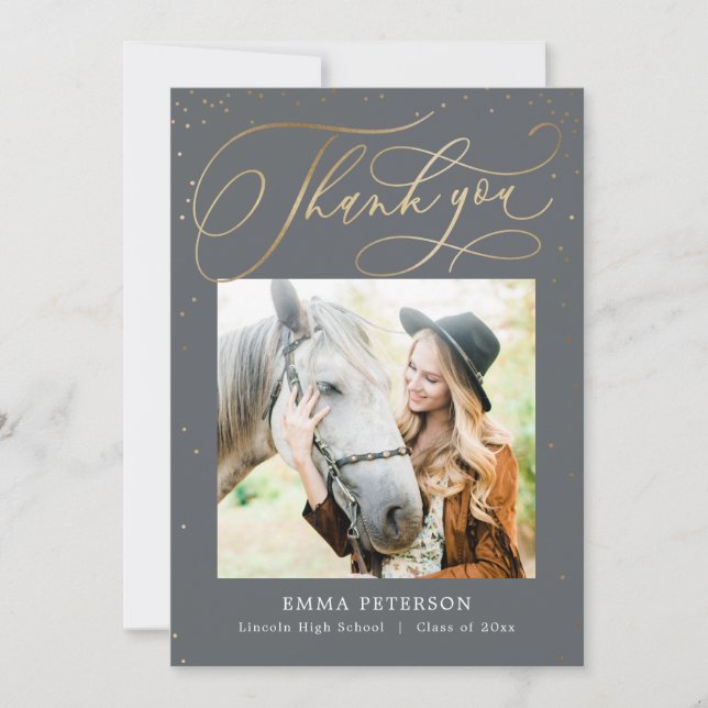 Wunderbarer EDITABLE FARBEN Abschluss Vielen Dank Dankeskarte (Vorderseite)