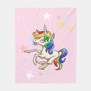 Wunderbarer, magischer Cartoon Einhorn Fleece Blan