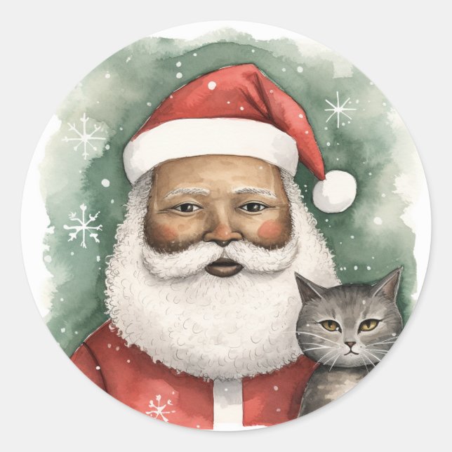 Wunderbarer schwarzer Santa Runder Aufkleber (Vorderseite)