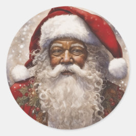 Wunderbarer schwarzer Weihnachtsmann: Freude verbr Runder Aufkleber