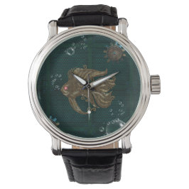 Wunderbarer Steampunkfisch. Armbanduhr