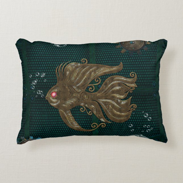 Wunderbarer Steampunkfisch. Dekokissen (Vorderseite)