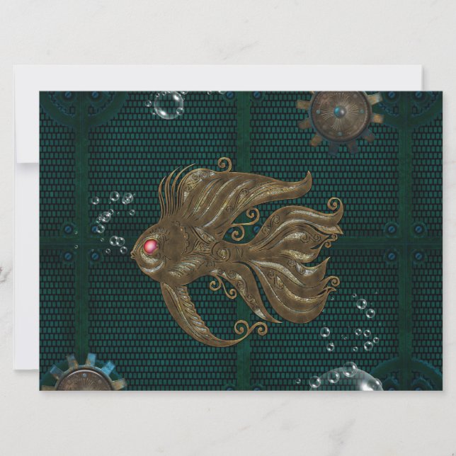 Wunderbarer Steampunkfisch. Karte (Vorderseite)