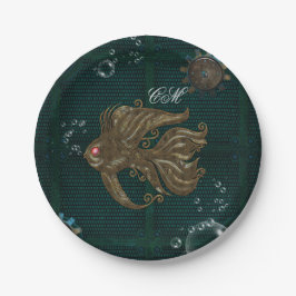 Wunderbarer Steampunkfisch. Pappteller