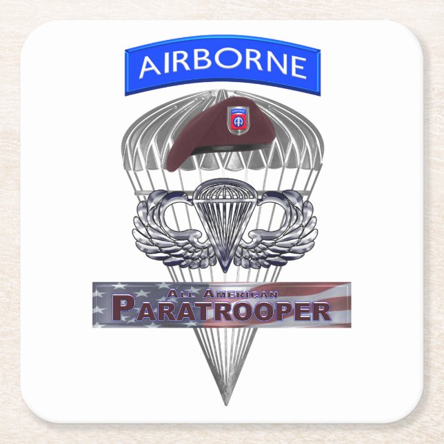 Wunderbarer Tribute 82. American Paratrooper Rechteckiger Pappuntersetzer (Vorderseite)