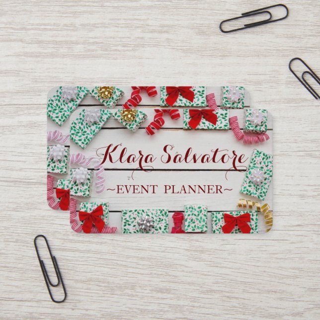 Wunderbarer Weihnachtsgeschenk-Kranz Visitenkarte (Vorderseite/Rückseite Beispiel)