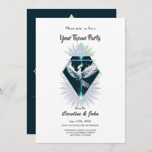 Wunderbarer weißer Fantasiephoenix. Einladung