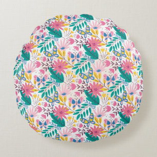 Wunderbares botanisches Blumendesign Rundes Kissen