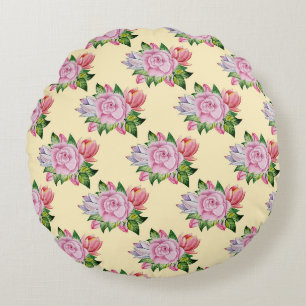 Wunderbares botanisches Blumendesign Rundes Kissen