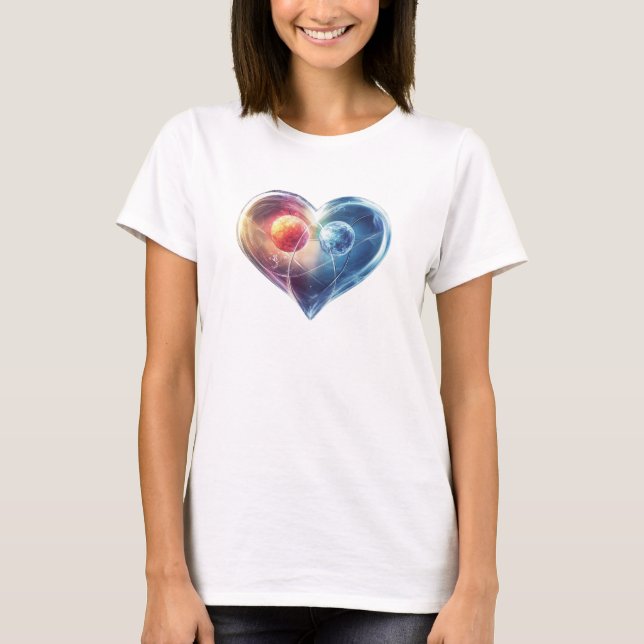 Wunderbares Herz "Ein Herz zwei lebt" T-Shirt (Vorderseite)