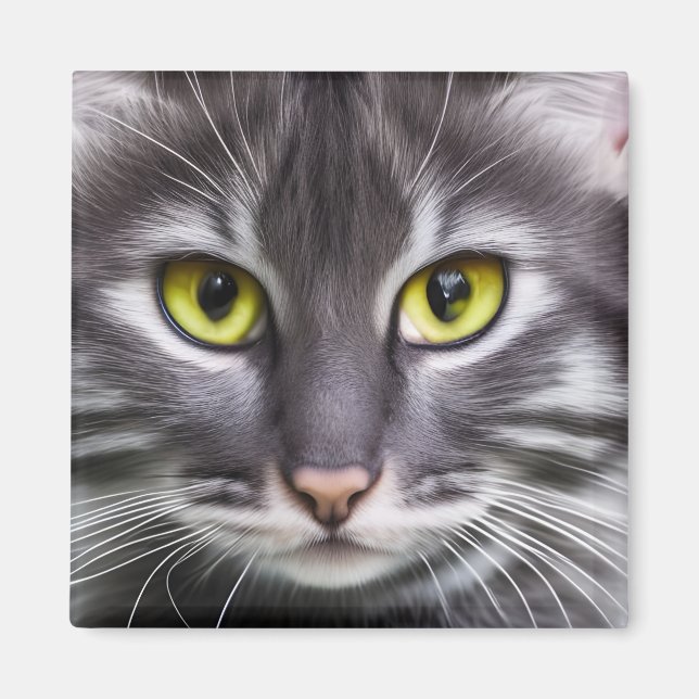 Wunderbares Katzenportrait Magnet (Vorne)