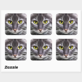 Wunderbares Katzenportrait Quadratischer Aufkleber