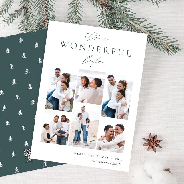 Wunderbares Leben | 6 FotoCollage Feiertagskarte (Von Creator hochgeladen)