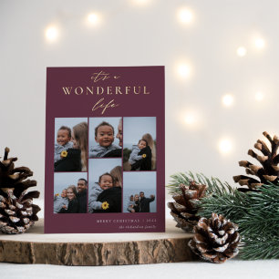 Wunderbares Leben   6 FotoCollage Weihnachten Folien Feiertagskarte