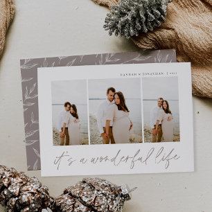 Wunderbares Leben   Modernes Minimal 3 Foto Weihna Feiertagskarte
