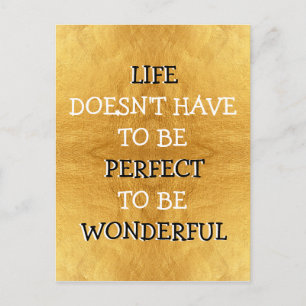 Wunderbares Leben Typografie Gold Postkarte