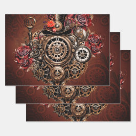 Wunderbares Steampunk-Design Geschenkpapier Set