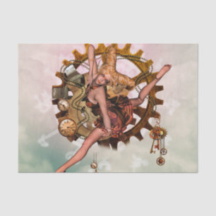 Wunderbares steampunk Mädchen, goldener Entwurf Seidenpapier