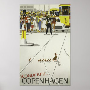 Wunderbares Vintages Reiseplakat Kopenhagens Poster