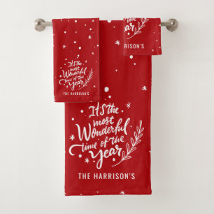 Wunderbarste Zeit Festive Weihnachten Personalisie Badhandtuch Set