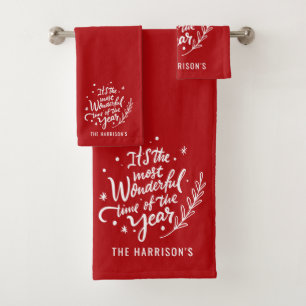 Wunderbarste Zeit Festive Weihnachten Personalisie Badhandtuch Set