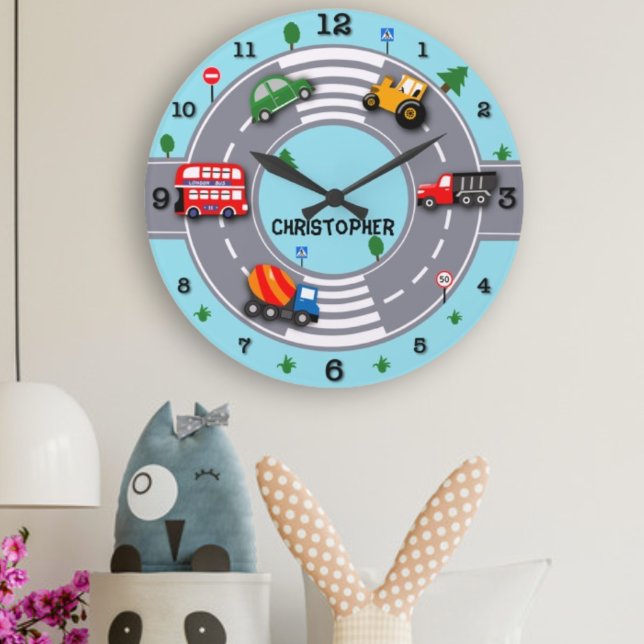 Wunderkinder. Straßenverkehr, Personenkraftwagen u Große Wanduhr (Von Creator hochgeladen)