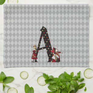 Wunderland Alice & Herzkönigin Buchstabe A Geschirrtuch