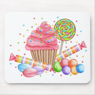 Wunderland Cupcake Süßigkeiten Lutscher Saure Tört Mousepad