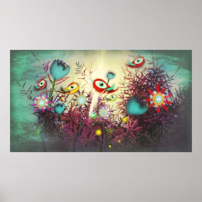 Wunderland Poster Riesige Augen Vögel (Vorne)