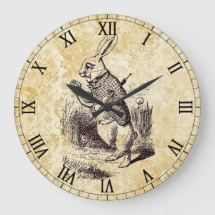 Wunderland Vintages Weißes Kaninchen Große Wanduhr