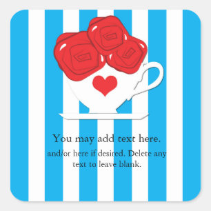 Wunderland Whimsical Teetasse rote Rosen Aufkleber