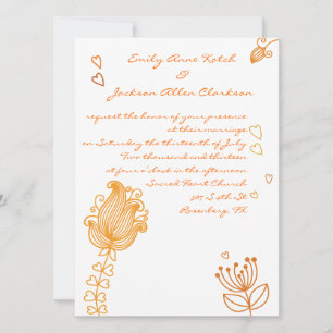 Wunderliche Blumen, die Einladung - Orange Wedding